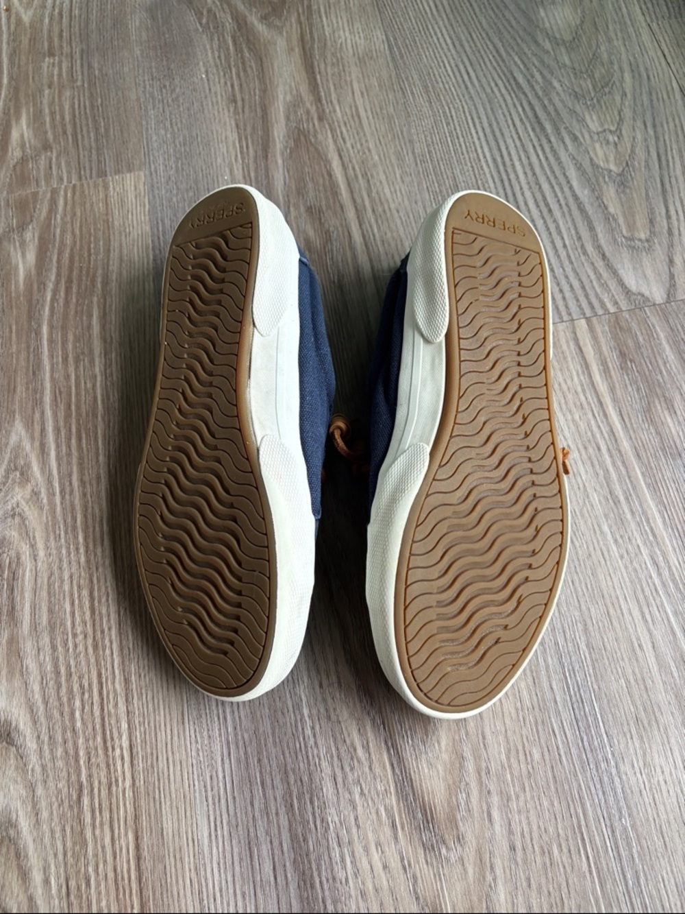 Sperry Navy Canvas Low-Profile Boat Shoes with Brown Laces - Picture 6 of 6